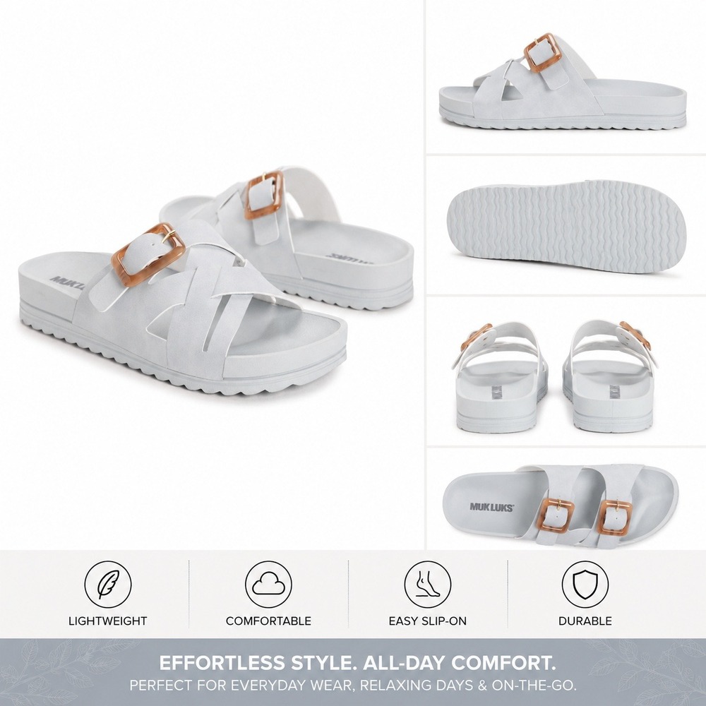 Women's Grand Shayna Sandals - Sky Blue Slip-On Summer Sandals Size 8